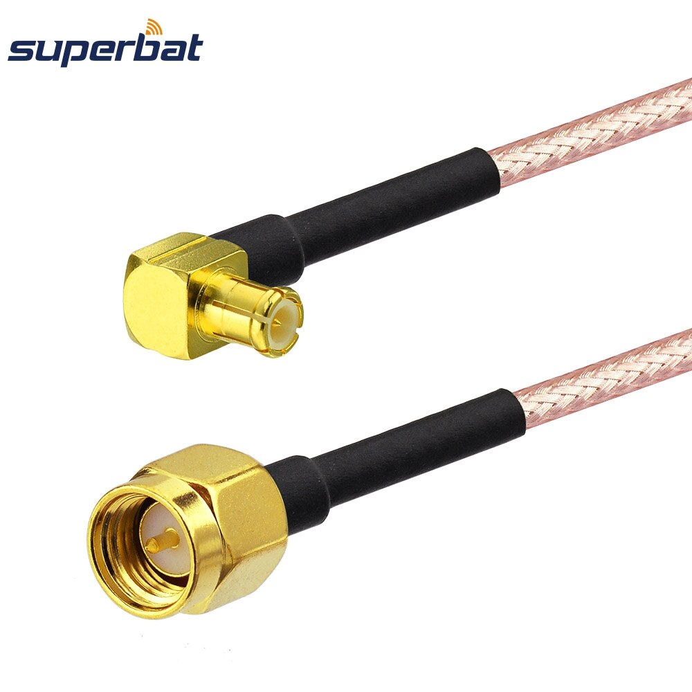 Superbat SMA Plug Straight to MCX Male Right Angle with RF Connector Pigtail RG316 Coaxial Jumper Cable WLAN Antenna