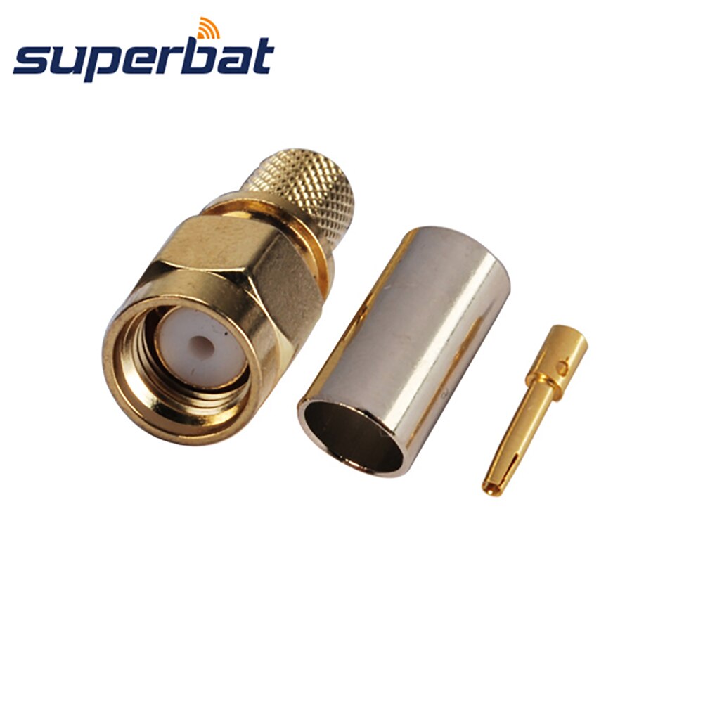 Superbat 50 Ohm Reverse SMA Male (female pin) Straight Crimp Attachment RF Coaxial Connector for Cable LMR240