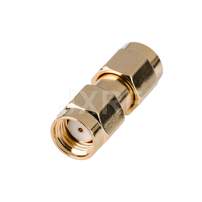 JXRF Coaxial Coax Adapter RP-SMA Male Plug to RP-SMA Male Plug Straight Gilded SMA to SMA Connector