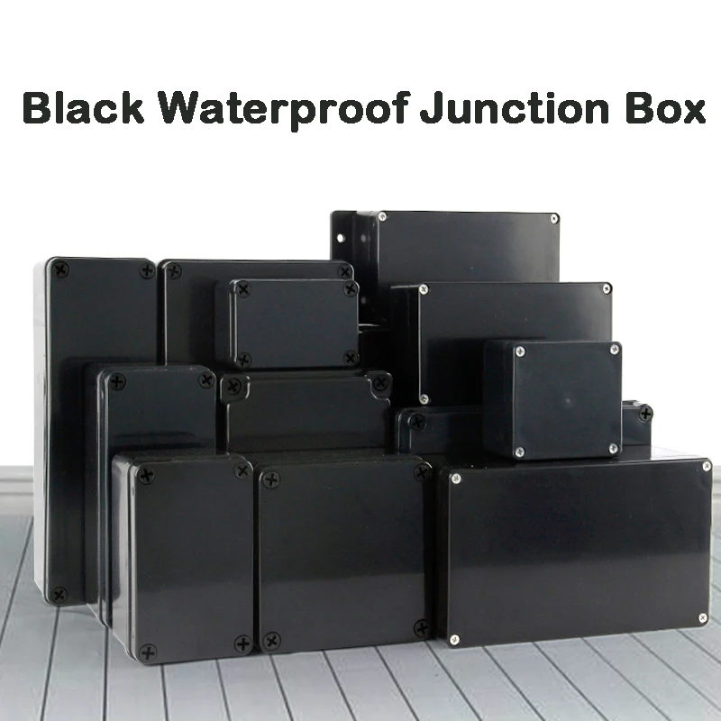 Waterproof Black Box Plastic ABS Enclosure Project Box Case Eletrical Housing Connector Storage Battery Supplies Box Self-made