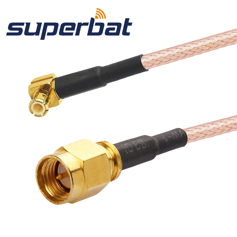 Superbat MCX Male Right Angle to SMA Plug Straight Pigtail Cable RG316 RF Coaxial Cable for Wireless