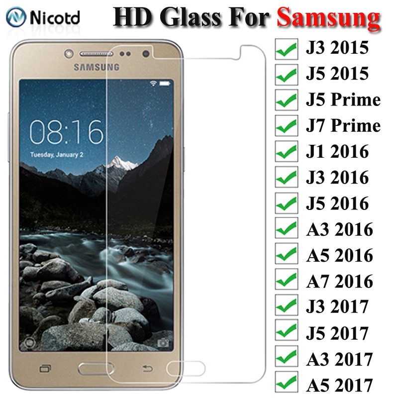 Protective Glass on the For Samsung Galaxy A3 A5 A7 J3 J5 J7 2015 2016 2017 A6 A8 Plus 2018 Tempered Screen Protector Glass Film