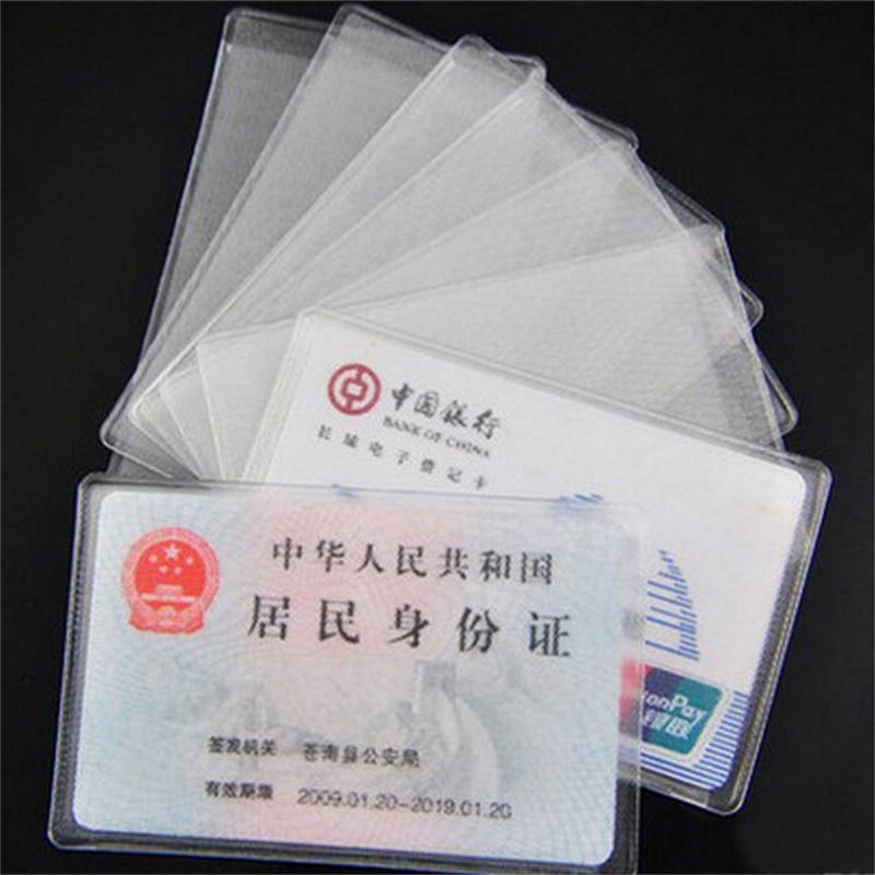 10pcs Women Men 9.6*6cm Credit Card Cover Bag PVC Transparent Frosted Waterproof Business ID Cards Holders Protect Bags