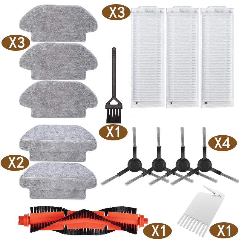 For Xiaomi SKV4109GL MI ROBOT VACUUM MOP PRO (BLACK), Main roll + Side bruh + Air filter + Mop cloth for Mop-Pro STYT02YM Parts