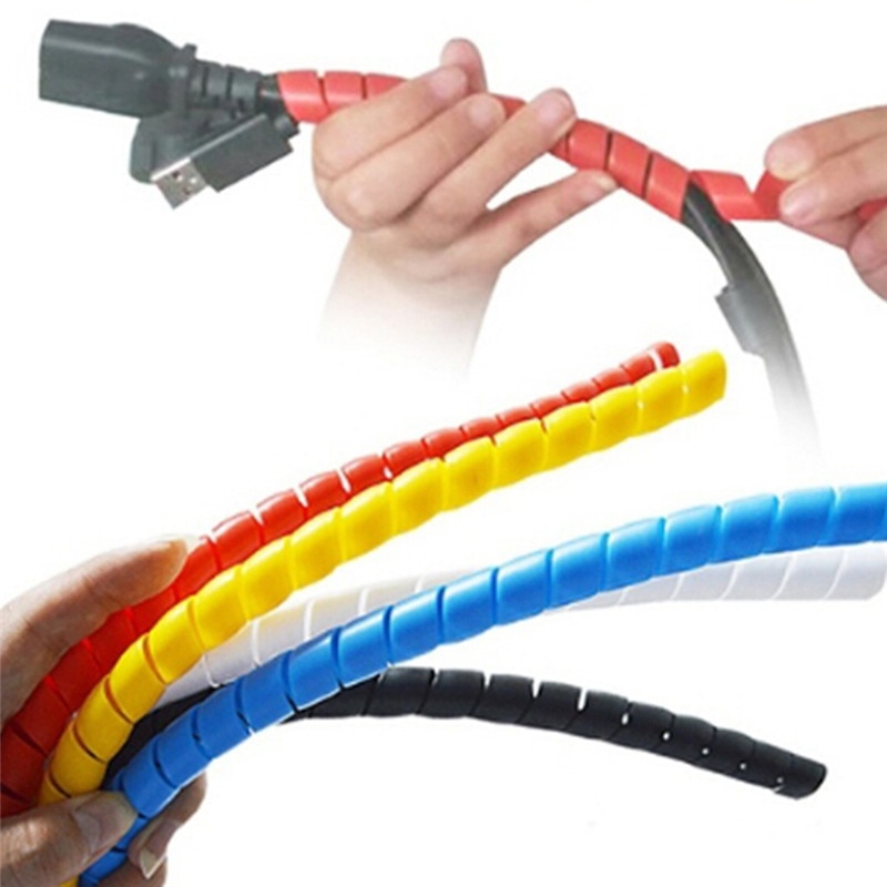 1M 10mm Spiral Wire Organizer Flame Retardant Cable Sleeve Colorful Cable Casing Cable Sleeves Winding Pipe