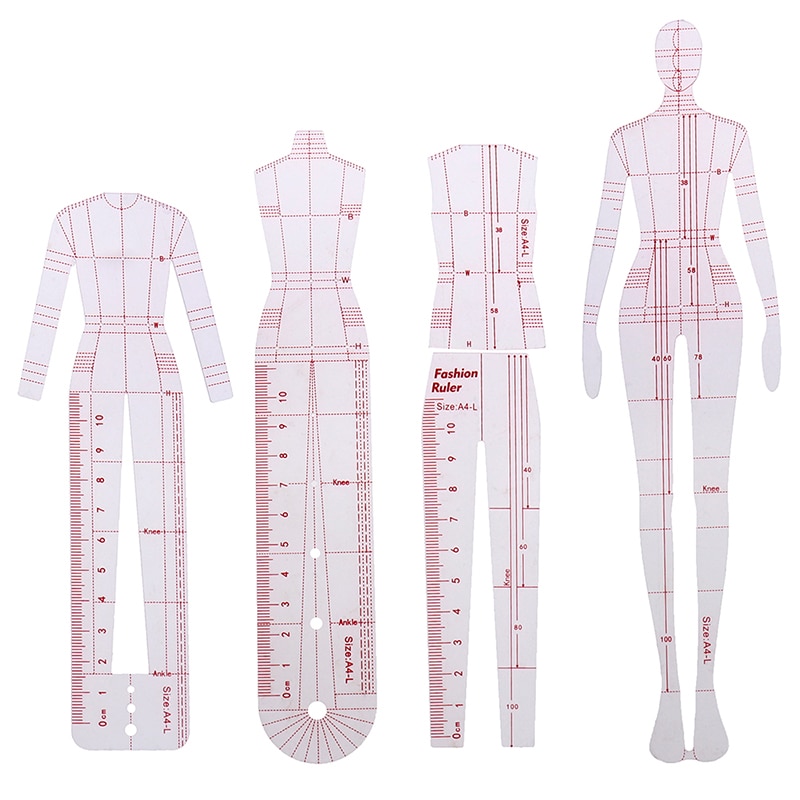 Hot sale 1 set Women Fashion Drawing Ruler Figure Drawing Template for Fashion Design Fashion Sketch Template Female