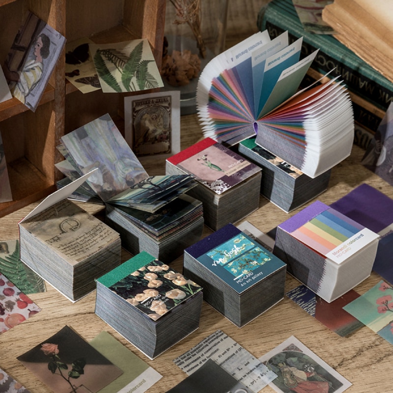 Warm 366pcs Of Van Gogh Color Multi-Style Plant Kraft Paper Diary Stickers Aesthetics Bullet Journal Art Supplies Material Paper