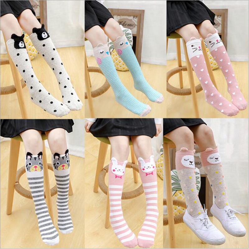 Girls Socks Children's Knee High Long socks Baby Cute Winter Cartoon Cotton Animal Print over Knee Kids Toddler Socks