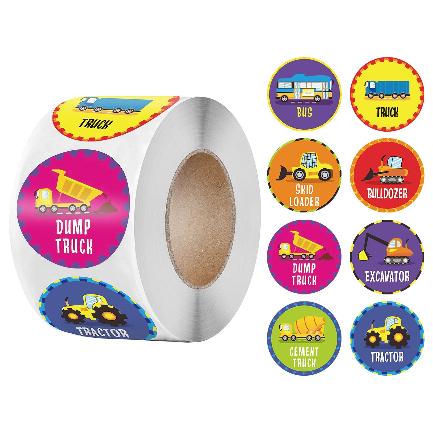 500PCS/Roll Truck Reward Stickers for Kids Perforated Stationery Stickers Construction Car Birthday Party For student Children