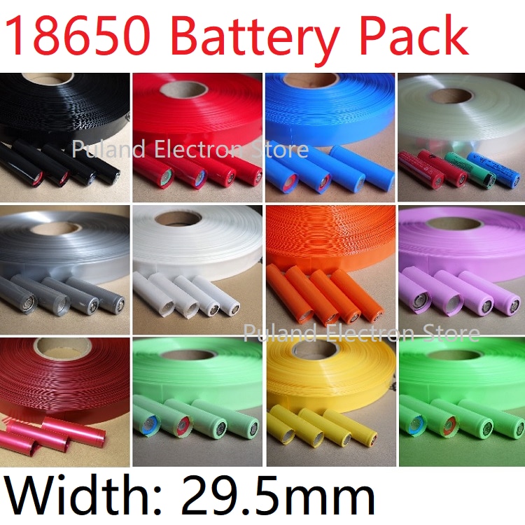 1M Width 29.5mm 18650 Lipo Battery PVC Heat Shrink Tube Dia 18.5mm Precut for Battery Film Tape Battery Cover