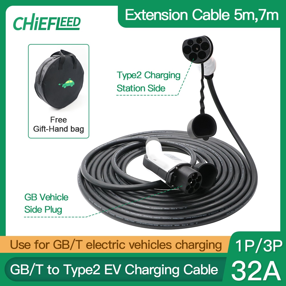 EV Car Charging Station EV Type 2 Plugs To GB China Cars Vehicle Side 16A,32A With Extension Cable