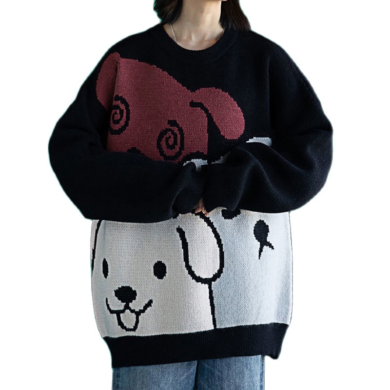 Harajuku Lolita Women Cartoon Embroidery Sweater Fashion Clothing Spring Y2k Knitted Jumper Pullover Sweaters For Teenage Girls