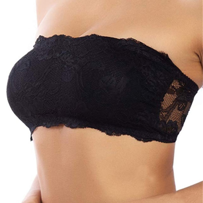 Women's Sexy Strapless Crop Top Bra Bandeau Boob Tube Lace Casual Crop Boob Tube Top