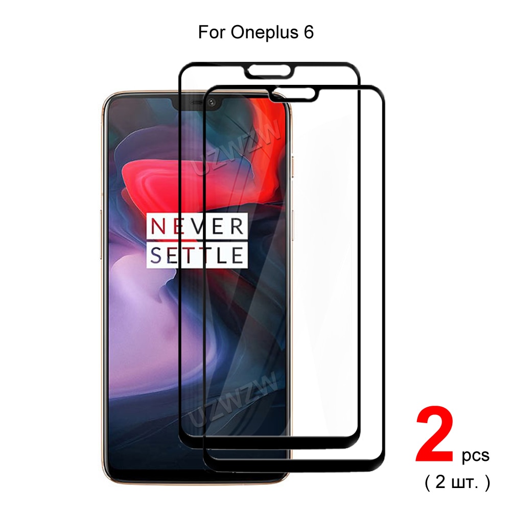 4 in 1 For Oneplus 6 (2pcs) Full Coverage Tempered Glass Screen Protector & (2pcs) Camera Lens Protective Film