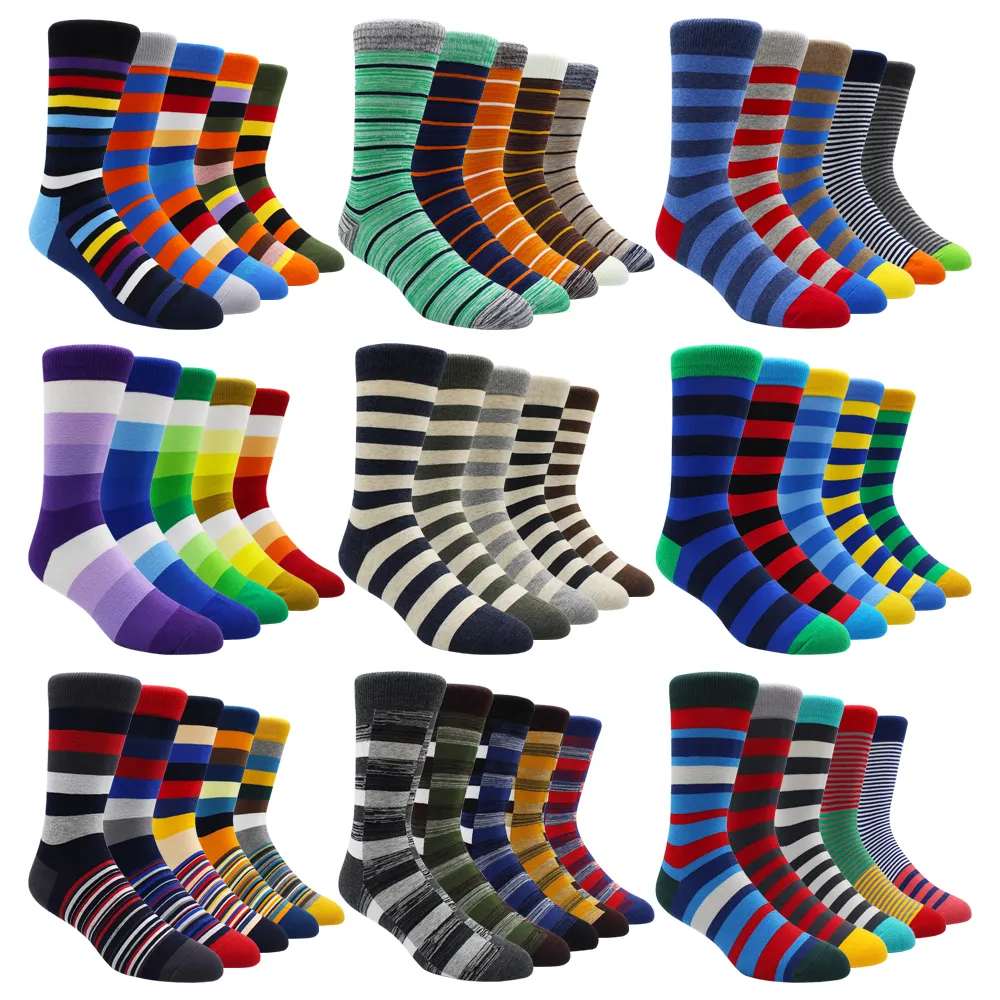 Size 41-48 Casual Fashion Cotton Funny Long Women&Men Socks Contrast Color Rainbow Larger Size Stripe Socks for Men