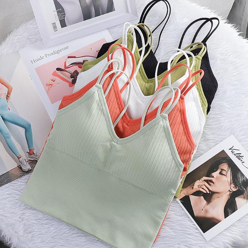 Sports Bra Tube Top Camisole With Removable Padded Underwear Female Tank Tops Women's Sexy Seamless Crop Tops