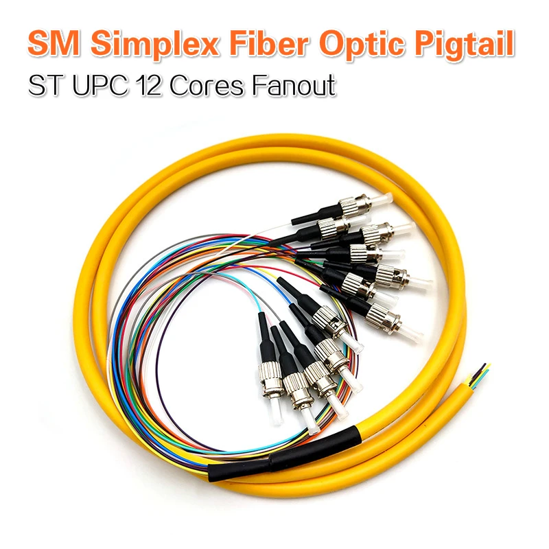 Single Mode ST UPC 12 cores fanout ST/UPC fiber optic Pigtail SM simplex 12 core Optical fiber pigtail