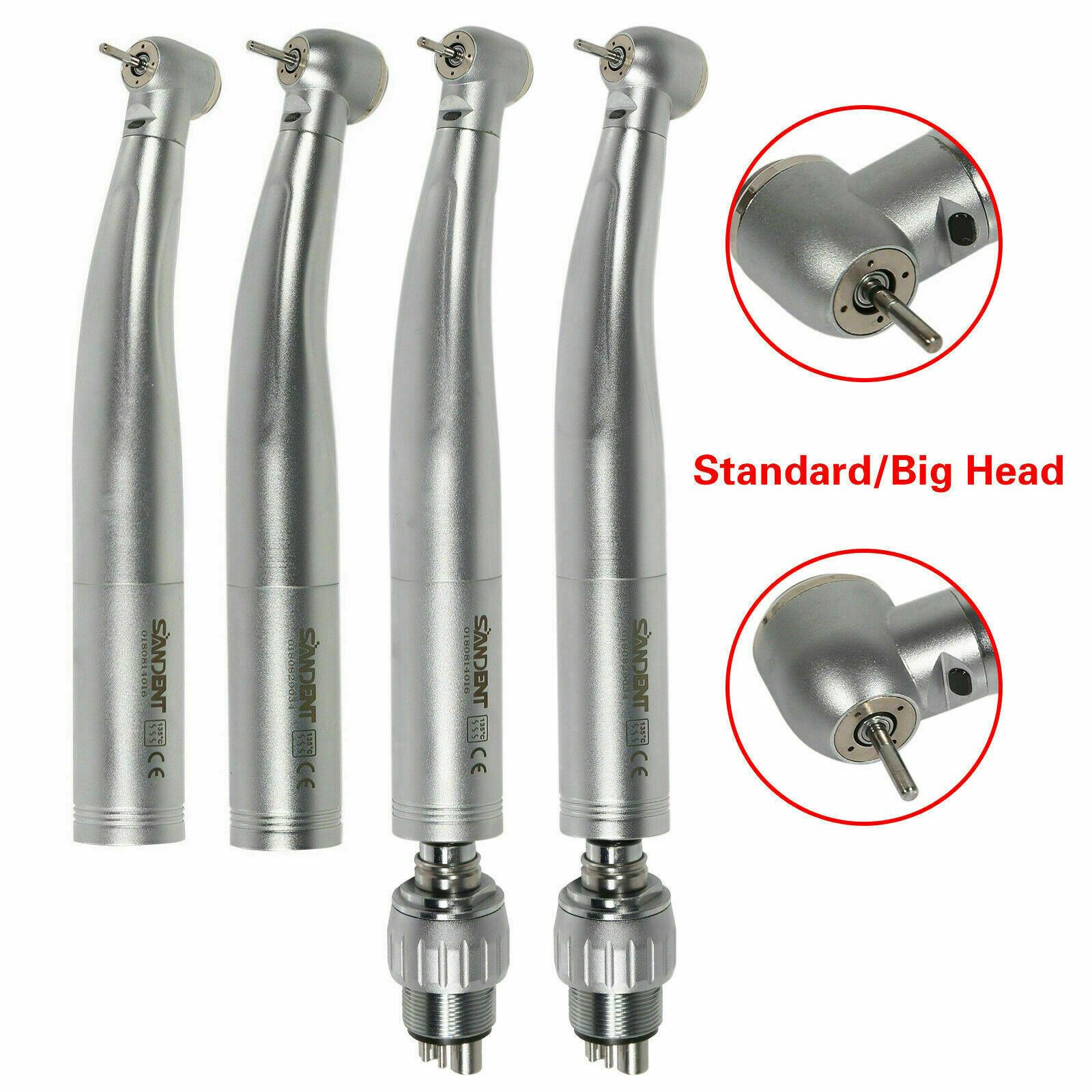Dental Fiber Optic LED Standard/Large Head High Speed Handpiece Light Four Water Spary Turbine / Quick Coupler 6HOLES Fit Kavo