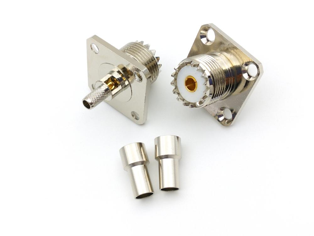 1PCS copper UHF SO239 female 4 Hole Panel RF Crimp ADAPTER LMR195 RG58 RG400 RG142