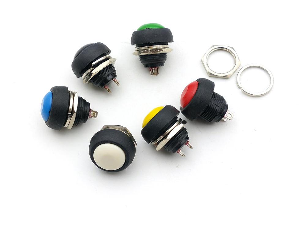 6pcs Lockless Momentary ON/OFF Push button Switch 12MM ADAPTER connector