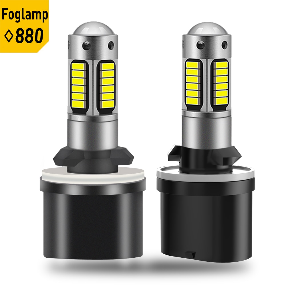 2pcs 1200LM H27W/2 881 880 Led Fog Lights H1 H3 H27 Led Foglamp Driving Running Lamps 30SMD 4014 With lens White DC12V 6000K