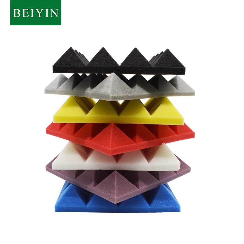 12Pack Pyramid Acoustic Soundproof Foam Panel Studio Sound Treatments Sound Absorption Board Sound Insulation Tiles 10x10x2inch