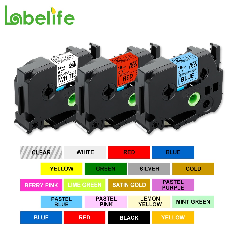 Labelife TZe241 TZe-241 TZe 141 tze641 Compatible for Brother Label Printer label tape 18mm Label Maker PT-D400 PT-D600