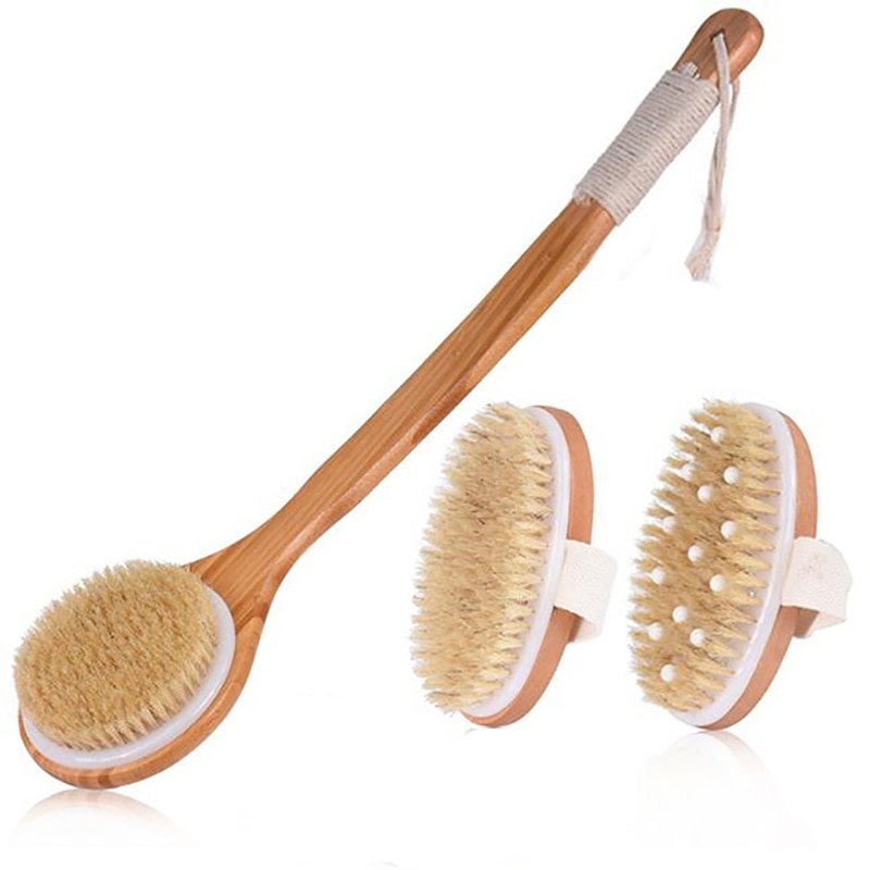Bristle Bath Brush Exfoliating Wooden Body Massage Shower Brush SPA Woman Man Skin Care Dry Body Brush
