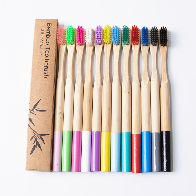 1Pcs Natural Bamboo Baby Toothbrush with Round Handle Eco-friendly Baby Protective Toothbrush Kids Adult Supplies