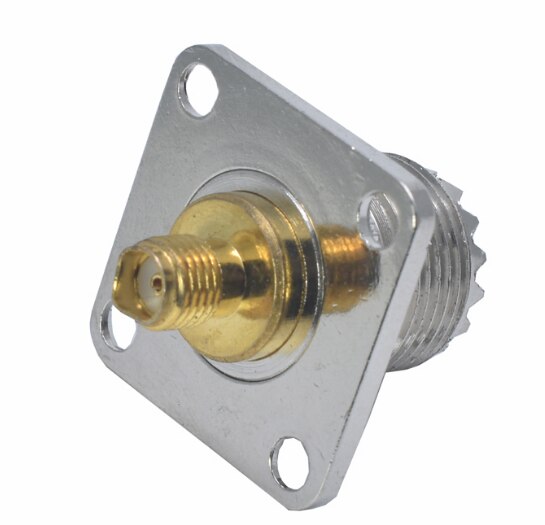 RF Adapter UHF PL259 SO239 Female To SMA Female 4 Hole Flange Panel Mount RF Coaxial Connectors