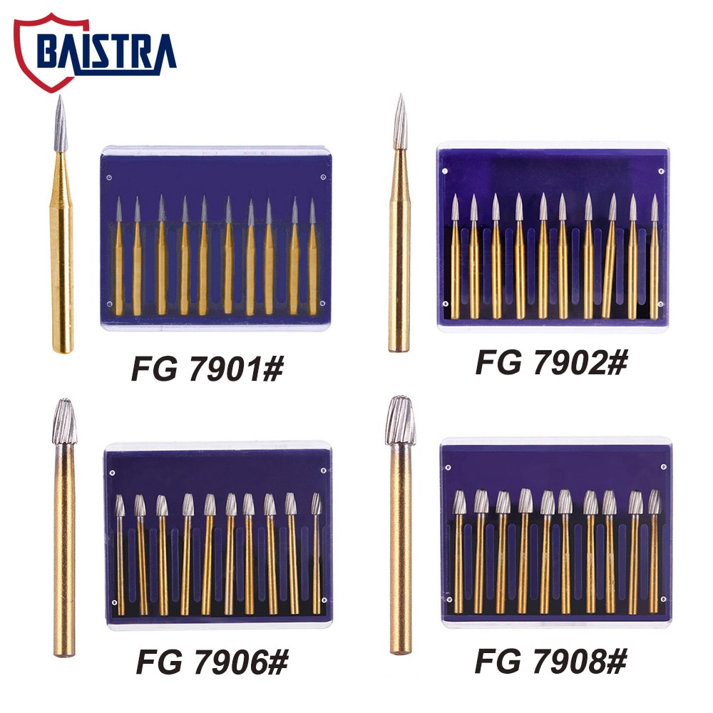Dental Tungsten Carbide Burs Drills FG Metal Bur High Rotation Dentistry Drill for High Speed Dentist Handpiece 10Pcs/Box