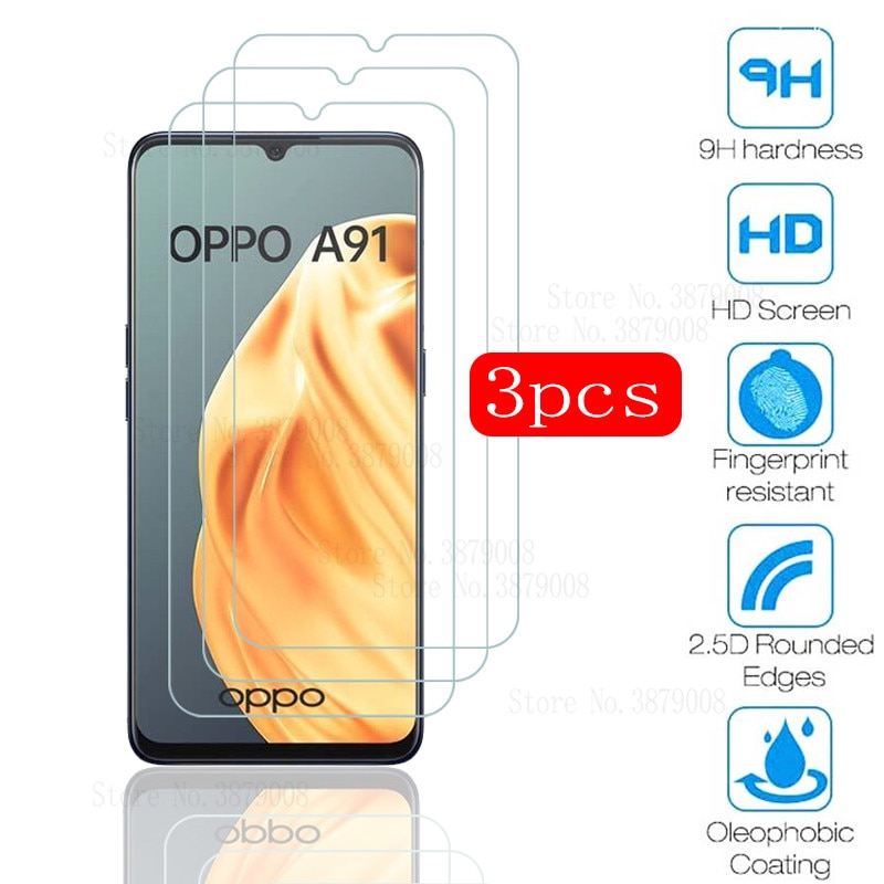 3PCS glass on for oppo a91 screen protector original tempered glasses oppoa91 a 91 safety protection films 6.4 inch