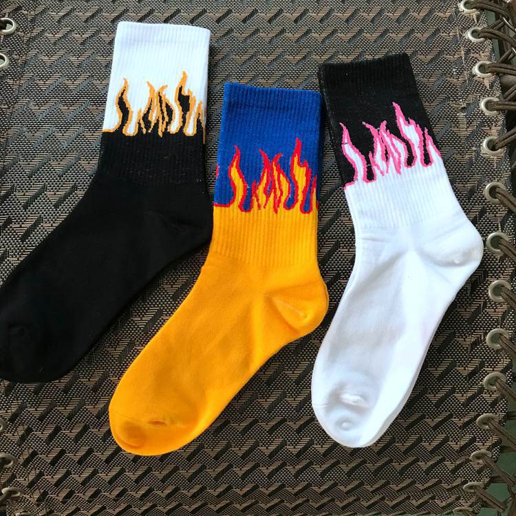 Unisex Women's Men's Sport Socks Street Hip Hop Socks Hot Fire Cool Cotton Socks Colorful Womans And Mans Socks Wholes