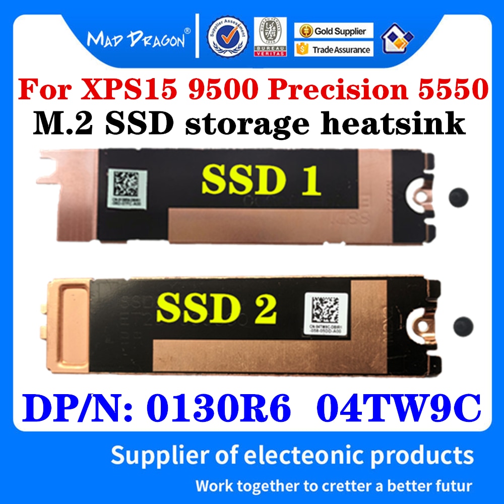 First SSD Support Bracket Adapter 0130R6 For Dell XPS15 9500 9510 Precision 5550 5560 Second M.2 PCI-E SSD Heatsink 04TW9C 4TW9C