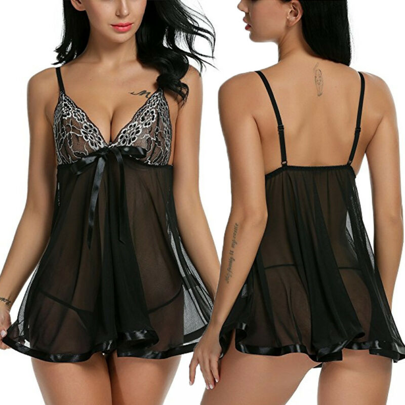 Sexy Pijamas for Women pyjama Nightwear Ultra Thin Lace Sleepwear Ladies Nightgown Sleeveless Strapless Erotic Sex Dress