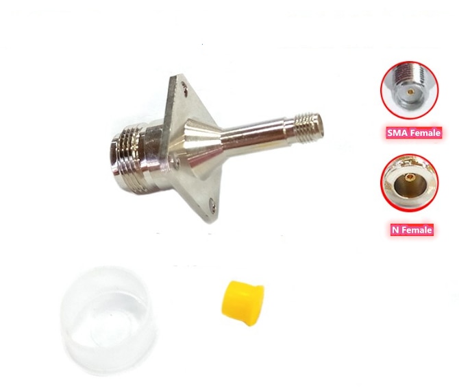 N female to SMA female 4-hole flange 25*25 extended RF Coaxial Connector Adapter
