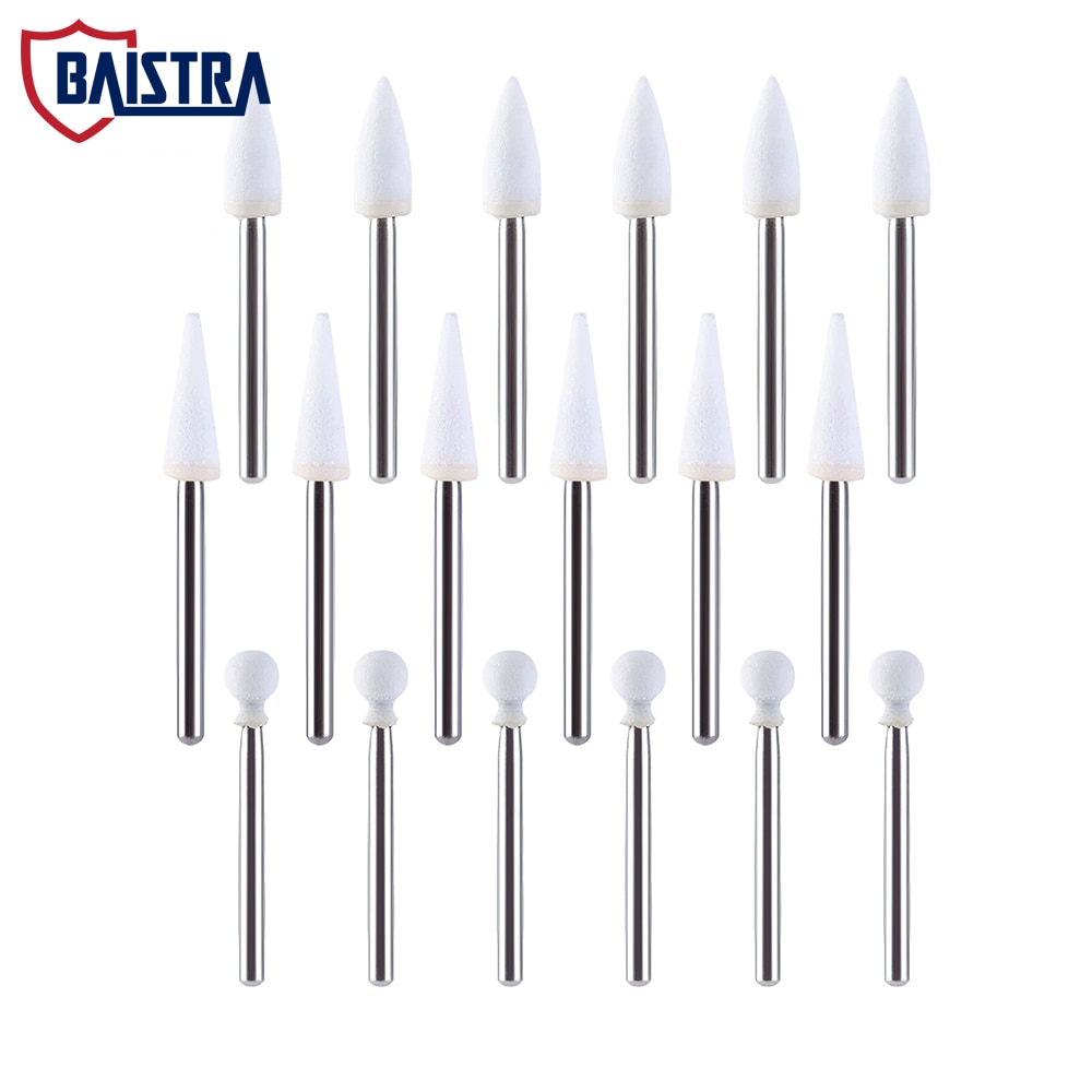 12pcs Dental White Stone Polishers FG Polishing Kit Burs Abrasion Aluminum Oxide For Finishing Porcelain Enamel Composite Resin