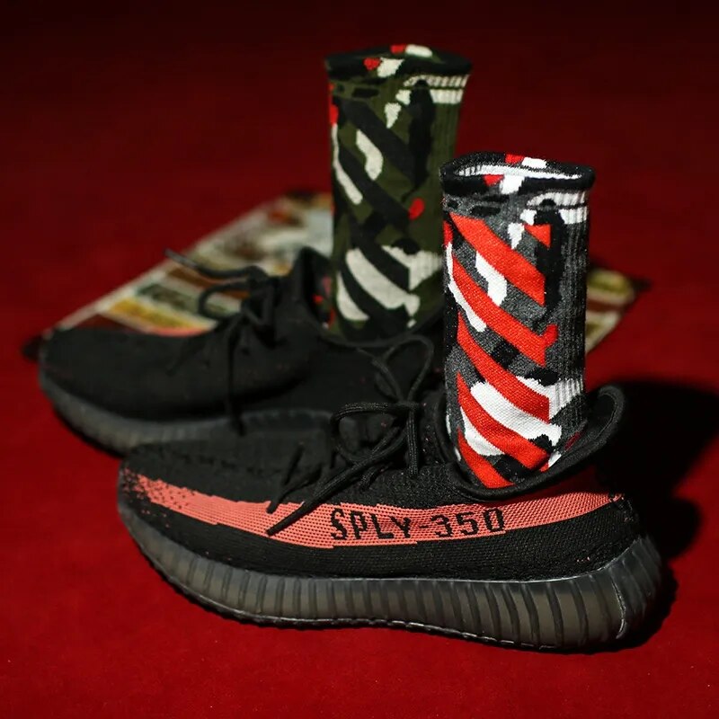 European Street Popular Logo Hip-hop Oblique Stripe Camouflage Men's SOCK CHIC Skateboard Cotton Women in the Stockings