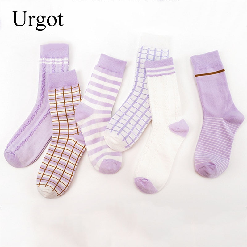 Urgot 2 Pairs Womens Socks Female Ins Tide Summer Spring Autumn Winter Pure Cotton Cute Sweet Long Tube Socks Girls Calcetines