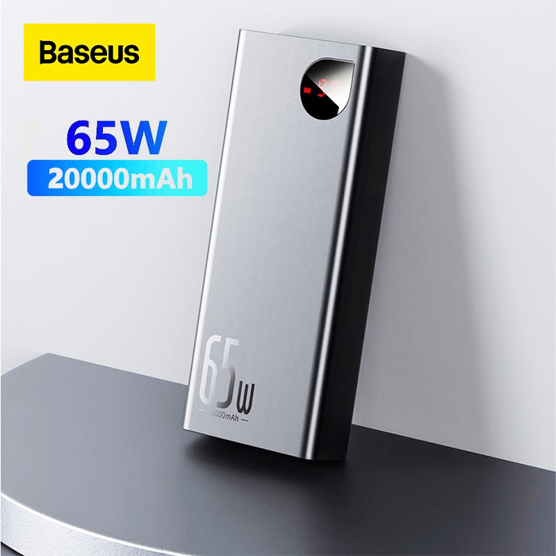 Baseus 20000mah Power Bank 22.5W/65W PD QC 3.0 Quick Charging Powerbank Portable External Charger For Smartphone Laptop Tablet