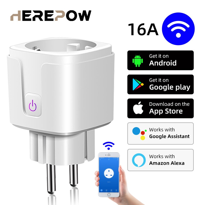 Herepow WiFi Smart Plug EU US UK adaptor Wireless Remote Voice Control Power Energy Monitor Outlet Time Socket for Alexa Google
