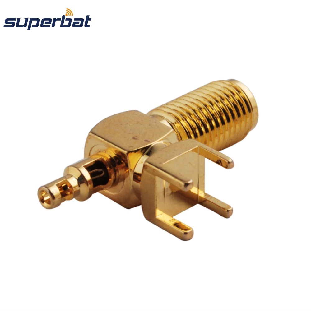 Superbat 10pcs SMA thru hole Female Bulkhead Right Angle PCB Mount & ST for Cable1.13mm