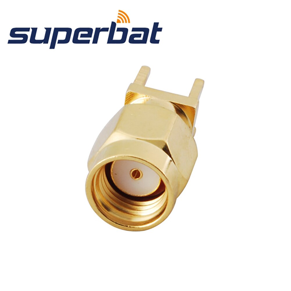 Superbat 10pcs RP-SMA Thru Hole Male(Female Pin) Vertical PCB Mount Solder RF Coaxial Connector for Wi-Fi Antenna etc