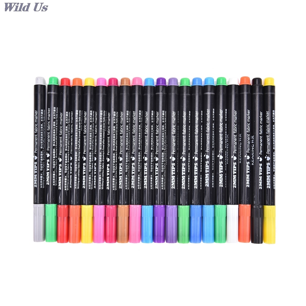 20 Colors Fabric and T-Shirt Liner Marker Pens Textile Paint Cloth Pigment DIY Painting Supplies