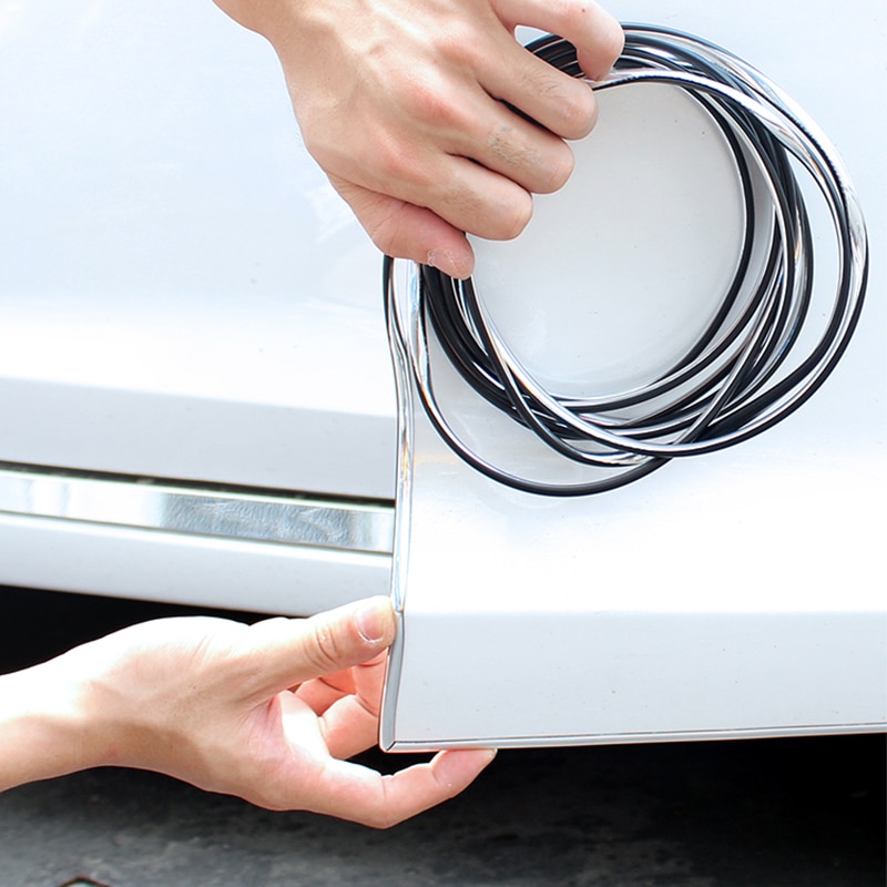 5/10m Car Anti-Collision Sticker Door Edge Protector Strip Carbon Fiber/Red/Silver Anti-Scratch Chrome Safety Seal Protection