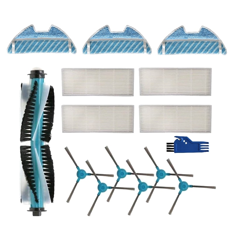 Accessory for Cecotec Conga 1490 Robot Vacuum Cleaner Spares Pack of 1 Main Brush, 4 Hepa Filters, 6 Side Brushes, 3 Mop