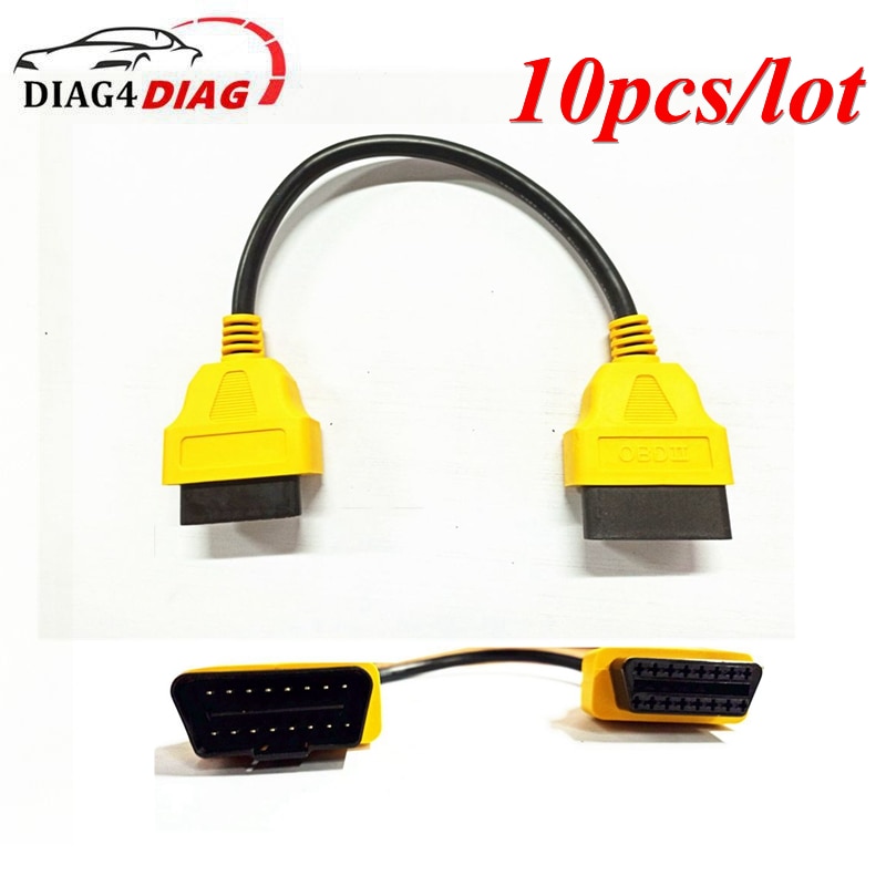 10pcs/lot 30CM OBD2 Extension Cable 30 cm obdii Connector Adapter Car Diagnostic Interface 16 pin Male to Female OBD 2 Adapter