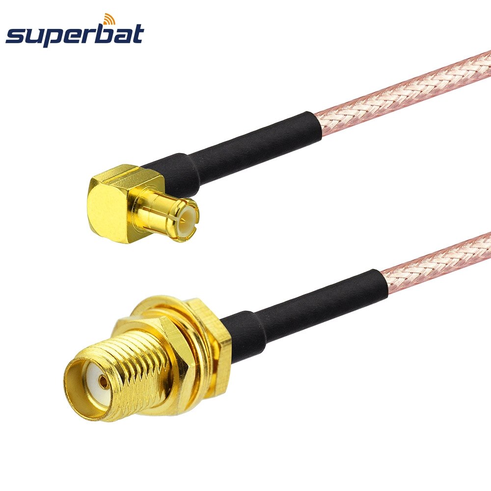 Superbat SMA Female Bulkhead Nut to MCX Male Right Angle RF Connector Pigtail Coax Cable RG316 10cm for Antenna Wireless