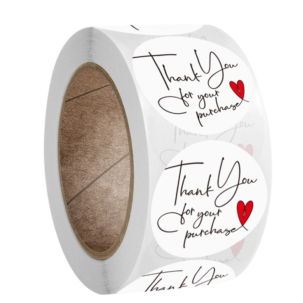 50-500pcs Thank You Stickers Labels Seals Thank You for Supporting My Small Business Stickers Roll Round Kraft Labels For Shop