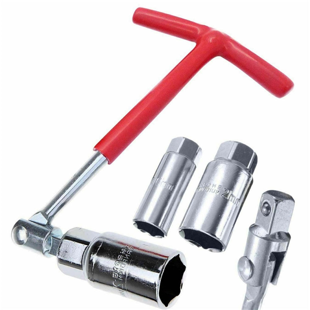 3Pcs/Set Car Universal T-Handle Dual Use Spark Plug Wrench Kit Remover Installer Joint Spark Plug Socket Wrench Tools